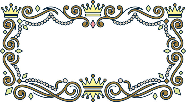 Elegant regal border frame design for wedding, advertising, and news content, providing versatile copy space.