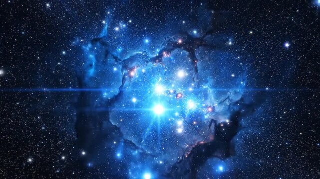 Cosmic nebula with stars and gas clouds ideal for travel vlogs and eco-friendly campaigns