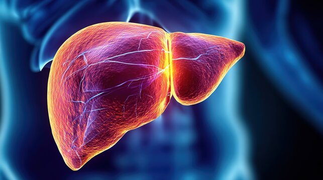 Fatty liver disease medical concept, non-alcoholic fatty liver condition visualization, human liver anatomy with fat accumulation, hepatology health problem and metabolic liver disorder educational il
