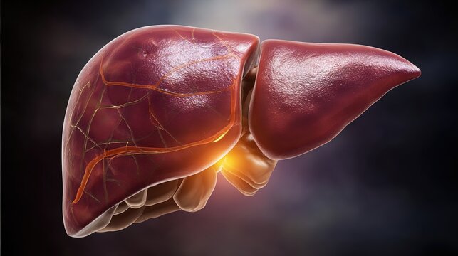 Fatty liver disease medical concept, non-alcoholic fatty liver condition visualization, human liver anatomy with fat accumulation, hepatology health problem and metabolic liver disorder educational il