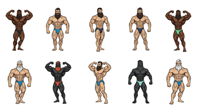 Diverse Male Bodybuilders Posing in Athletic Competition