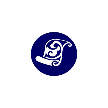 A flat vector illustration of an ornamental scroll or traditional headgear motif.