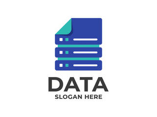 Fototapeta premium A modern logo representing data storage solutions, featuring stacked data servers and a sleek design, ideal for businesses focused on information management and security.