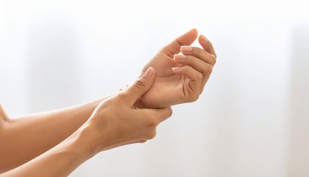 Close-up of a person holding their wrist in pain.