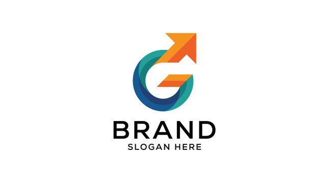 This logo features an arrow within a circular design, symbolizing growth and progress, making it ideal for brands focused on advancement and innovation.