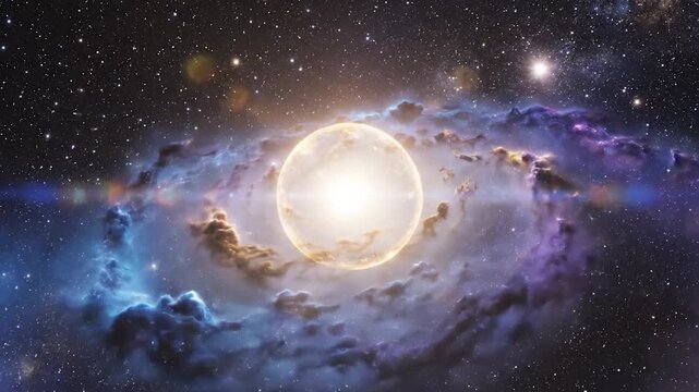 A beautiful and colorful illustration of a spiral in deep space, with stars and cosmic dust surrounding it, creating a stunning celestial view