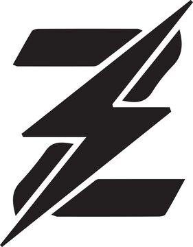 Black stylized letter Z with lightning bolt accent