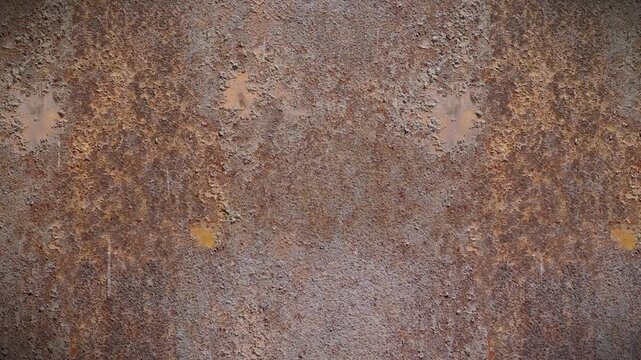 Rusty Metal Texture with Rain Falling - Weathered Corrosion Background 3D Animation