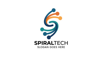 Naklejka premium Featuring swirling vibrant lines, this logo encapsulates modern technology and innovation, providing a dynamic representation of connectivity and advanced tech solutions.