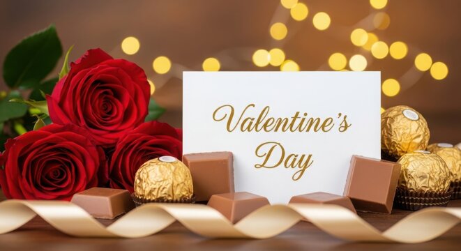 A valentine's day gift basket filled with chocolates and roses illustration