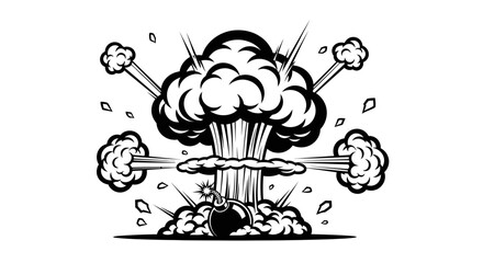 Explosion Bomb Comic Style Black and White © rahma