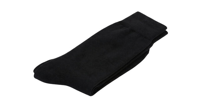Folded black cotton socks isolated on transparent background png