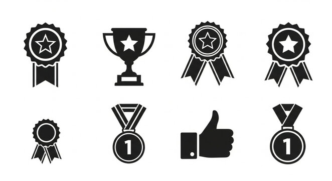 Collection of Award Icons and Symbols for Recognition and Achievement.