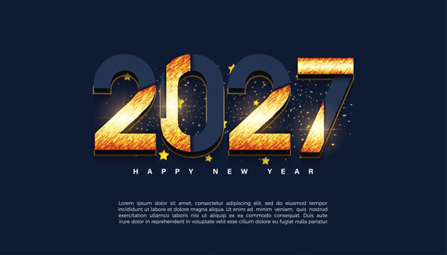2027 new year with number concept combined shiny texture and light, new year 2027 celebration.for flyers, banners and calendars 2027.