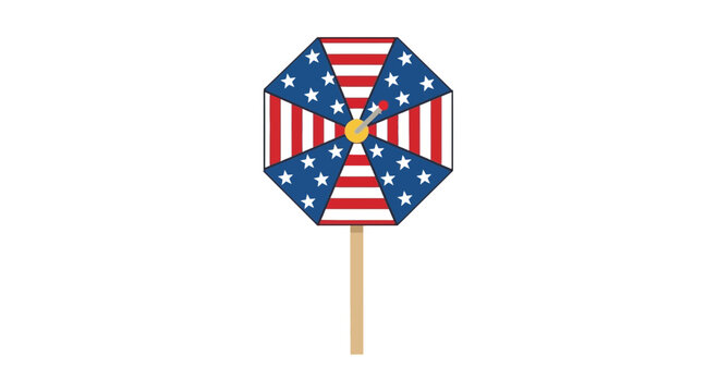 American Flag Pinwheel Toy Isolated on White