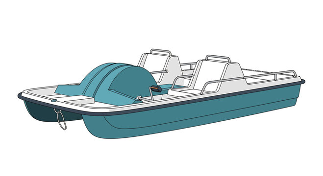 Teal and White Pedal Boat Vector Illustration Isolated on White