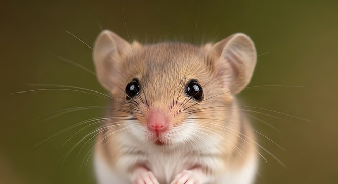 Cute hamster looking directly forward closeup.