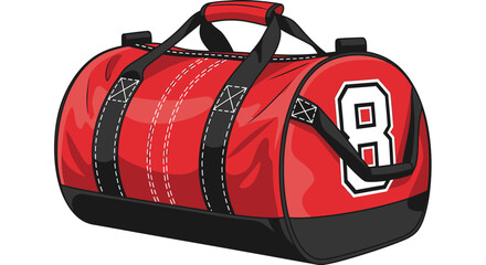 Naklejka premium Red sports duffel bag with straps.