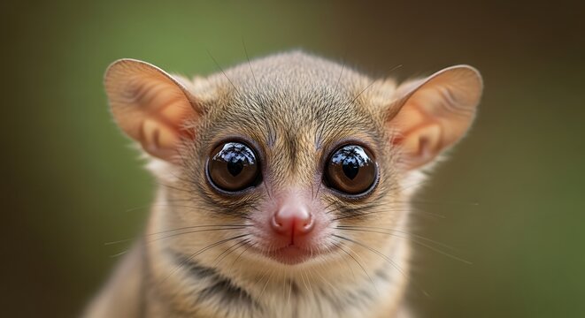 Cute small nocturnal primate face closeup.