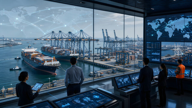 Global Port Logistics Control Room &ndash; Container Terminal Operations, Maritime Trade Monitoring, and Supply Chain Analytics