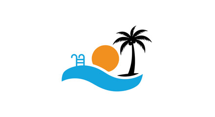 Obraz premium Tropical island getaway with palm tree.