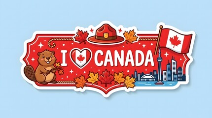 Naklejka premium I love canada souvenir magnet a patriotic and colorful representation