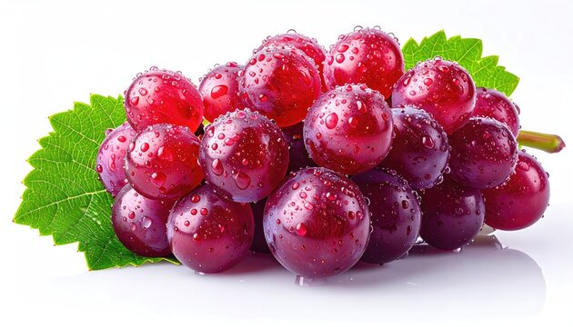Close-up of ripe red grapes glistening with water droplets