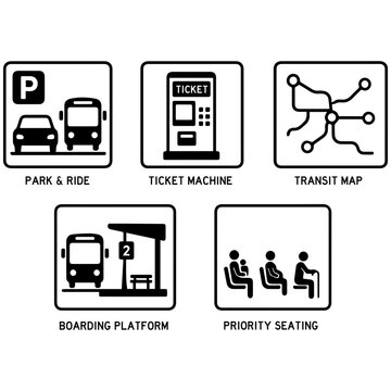 Transit features signage icon set isolated on transparent background svg png
