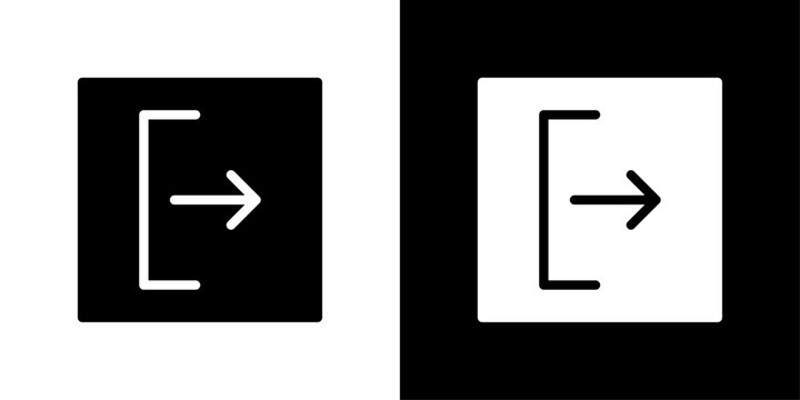 Exit logout arrow icon set in solid and outline style. Perfect for logout, sign out, exit door and application navigation concepts.
