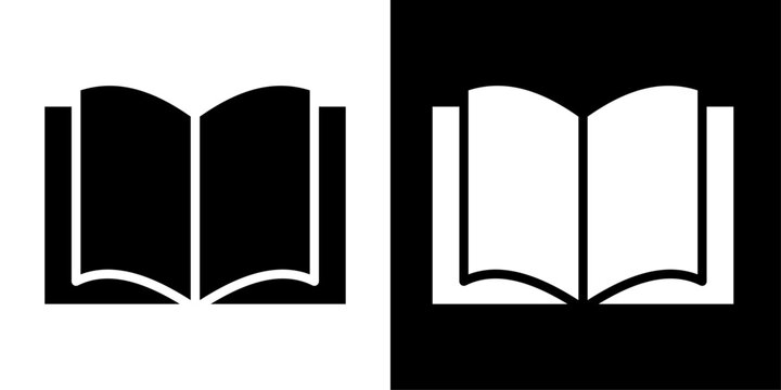 Book icon in solid style representing education, reading, learning, digital knowledge, library resources and online study interface UI.
