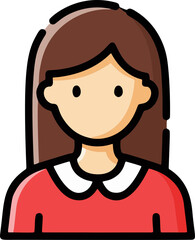 Obraz premium Brunette Woman Profile Avatar. Casual brunette woman profile avatar in a red collared top.