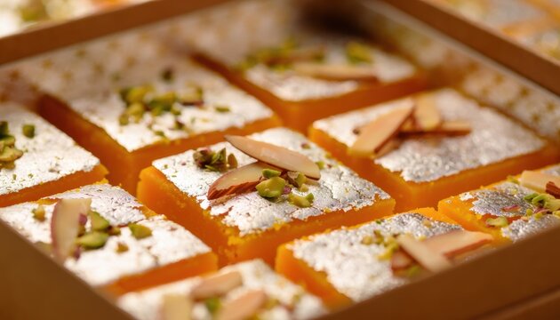 Exquisite Indian Sweets with Silver Leaf and Nuts