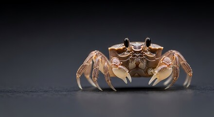 Fototapeta premium Brown crab on dark background closeup.