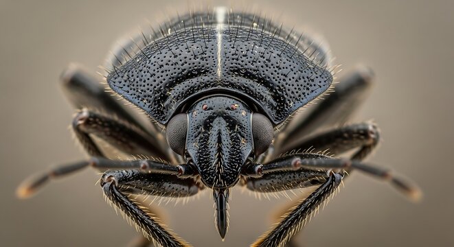 Close-up of a black insect bug.