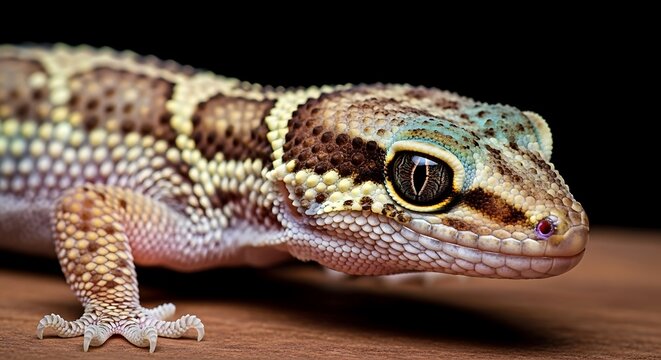 Close-up of colorful gecko reptile.