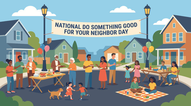 Neighborhood Community Block Party Celebration with Diverse People