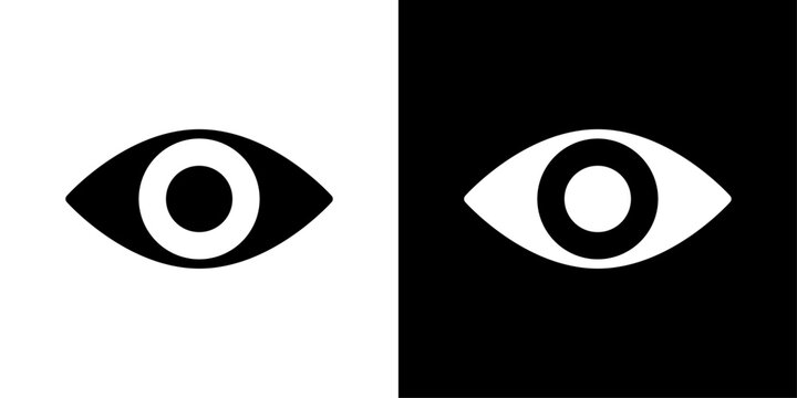 Eye icon in solid style representing visibility, vision, user viewing, observation, monitoring and visual interface concept.