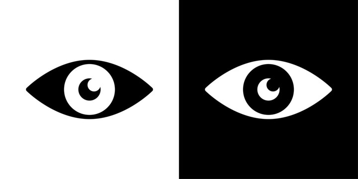 Eye view icon in solid style representing visibility, visual interface, user viewing, observation and privacy display concept.
