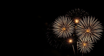 Fototapeta premium Spectacular golden fireworks display against a dark night sky