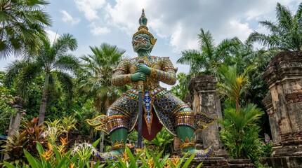 Fototapeta premium Giant statue in a tropical garden