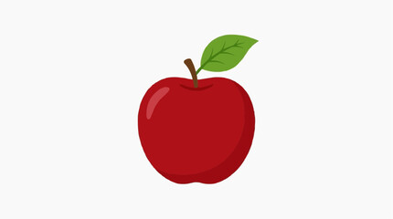 Fototapeta premium A vibrant, perfectly rendered, fresh, and inviting red apple, showcasing nature's simplicity, enhanced by a verdant leaf.