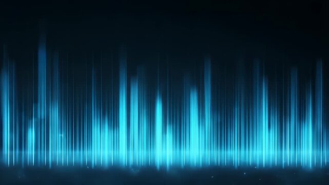 Abstract empty studio room with soft blue gradient walls lit by single bright spotlight from above creating gentle beam of light and glowing floor surface for professional product presentation video.