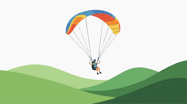 A paraglider soars gracefully, catching the wind above rolling hills, embodying freedom, adventure, and the spirit of exploration in the vast open sky.