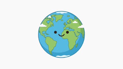 Fototapeta premium A cheerful planet Earth smiling with happiness, surrounded by fluffy clouds, a friendly symbol of our world.