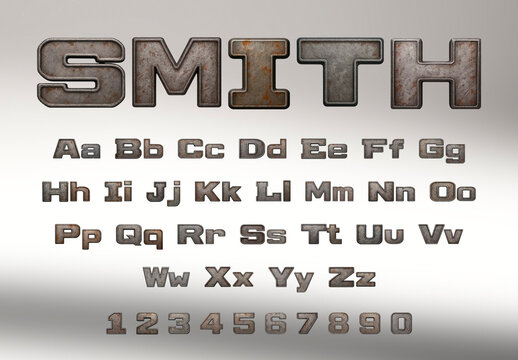 Metallic 3D Alphabet Editable Font