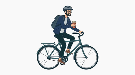 Naklejka premium A cyclist enjoys the ride on a bicycle, a casual and green lifestyle