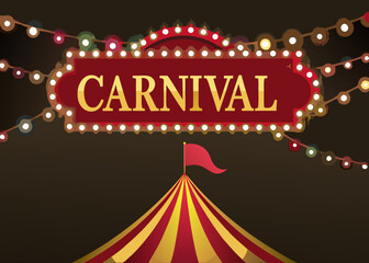 carnival sign and big top tent illustration festive design © MihirKumarMondal