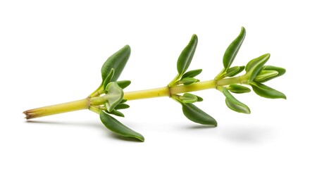 Obraz premium Fresh green thyme herb sprig isolated.