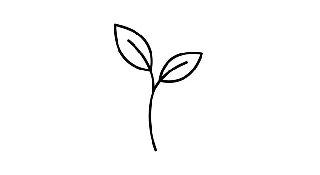 Simple Line Drawing of Small Sprout.