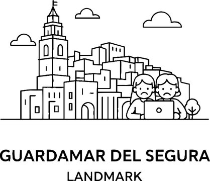 Guardamar Del Segura city skyline vector with people